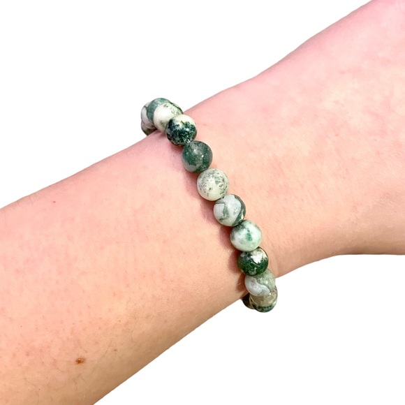 Tree Agate Beaded Bracelet 8mm - Picture 9 of 10